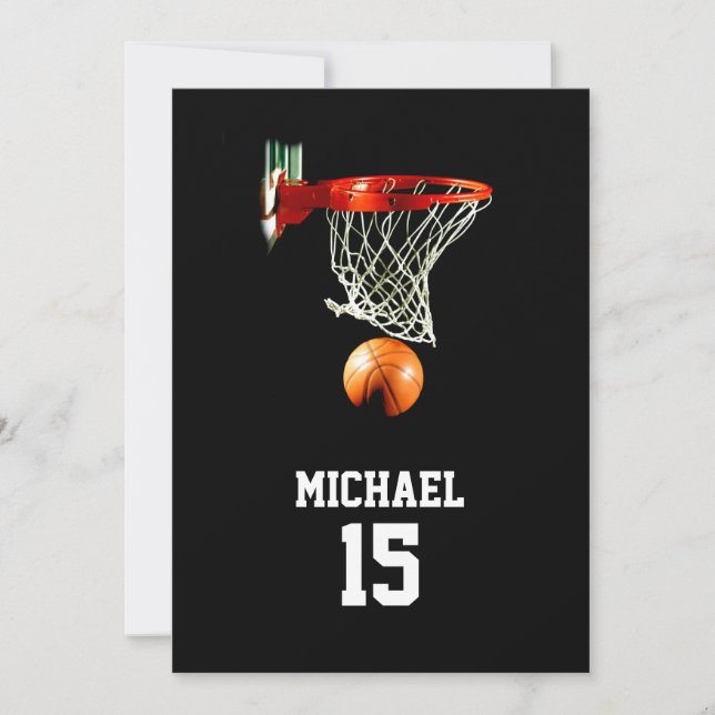 Cartes Pour Fêtes Annuelles Basket-ball Votre nom (Devant)