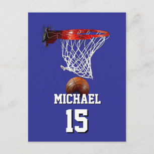 Cartes Pour Fêtes Annuelles Basketball Ajoutez Votre Nom & Numéro Pop Art