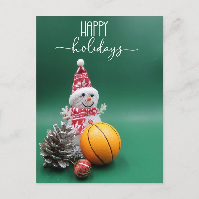 Cartes Pour Fêtes Annuelles Basketball Joyeuses vacances avec Snowman pour le  (Devant)