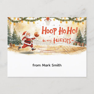 Cartes Pour Fêtes Annuelles Basketball Noël Père Noël en jouant