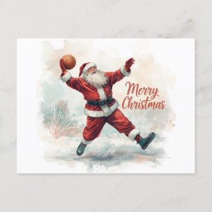 Cartes Pour Fêtes Annuelles Basketball Noël Père Noël en jouant