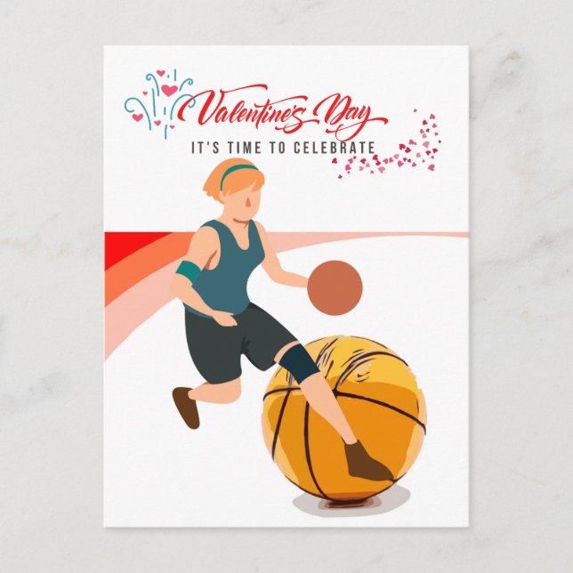 Cartes Pour Fêtes Annuelles Basketball pour la Saint-Valentin avec amour   (Devant)