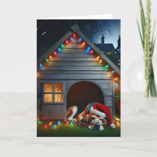 Cartes Pour Fêtes Annuelles Basset de Noël en serre