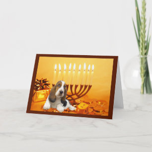 Cartes Pour Fêtes Annuelles Basset Hound Chanukah Card Menorah