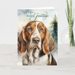 Cartes Pour Fêtes Annuelles Basset Hound Chien Woodland Noël