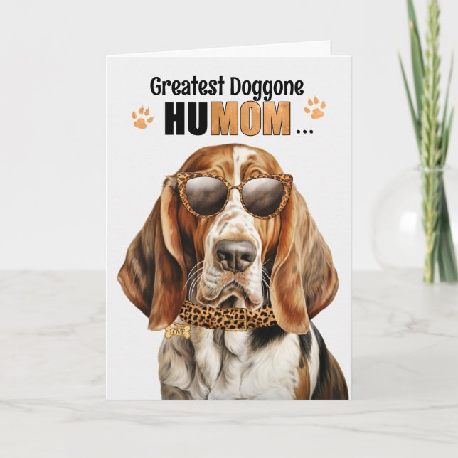 Cartes Pour Fêtes Annuelles Basset Hound Dog Greatest HuMOM Fête des Mères (Devant)