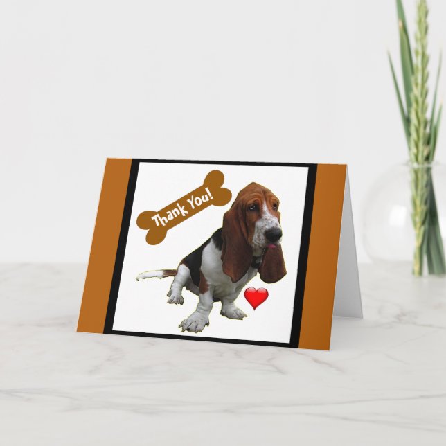 Cartes Pour Fêtes Annuelles Basset Hound, Merci (Devant)