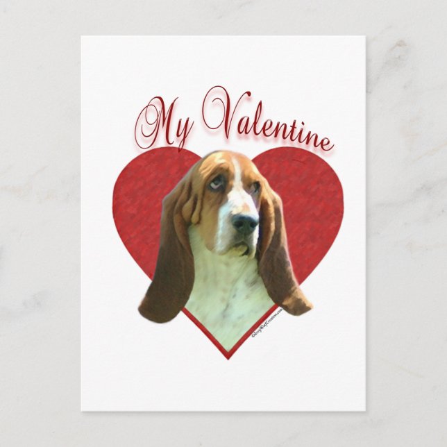 Cartes Pour Fêtes Annuelles Basset Hound mon Valentine (Devant)