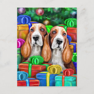 Cartes Pour Fêtes Annuelles Basset Hound Noël Open Cadeaux