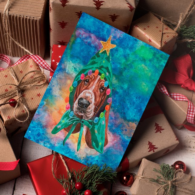 Cartes Pour Fêtes Annuelles Basset Hound race Chien Noël (Créateur téléchargé)