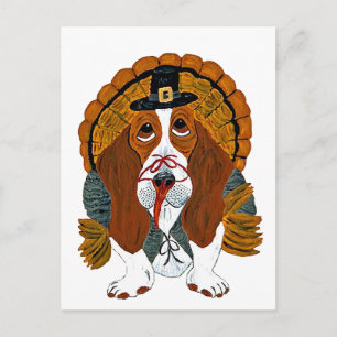 Cartes Pour Fêtes Annuelles Basset Hound Thanksgiving Turquie