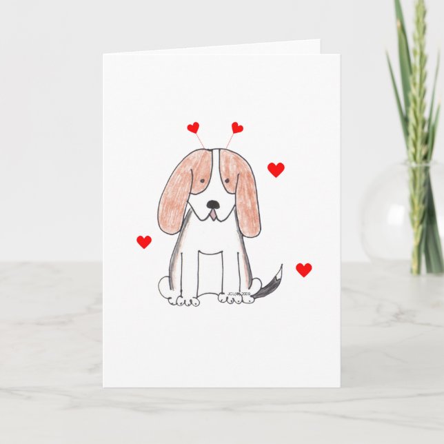 Cartes Pour Fêtes Annuelles Basset Hound Valentine Ears (Devant)