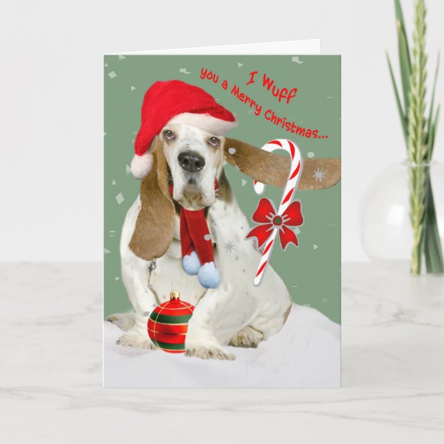 Cartes Pour Fêtes Annuelles Basset Hound vous souhaite un joyeux Noël (Devant)