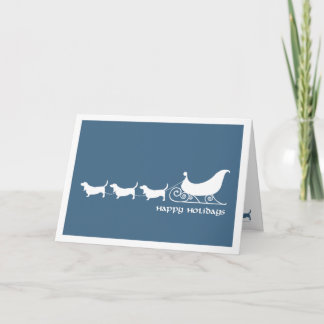 Cartes Pour Fêtes Annuelles Basset Hounds tirant Père Noël Sleigh