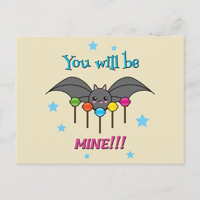 Cartes Pour Fêtes Annuelles Bat Craving Lollipops - You Will Be Mine (Devant)