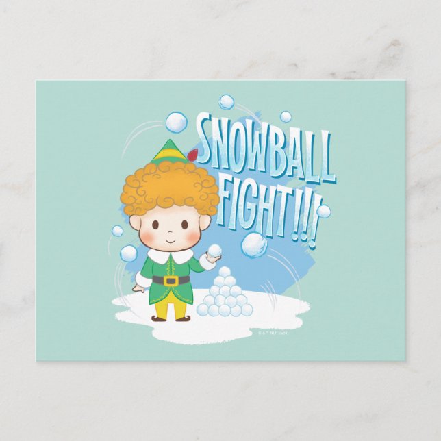 Cartes Pour Fêtes Annuelles Bataille de boules de neige avec Buddy l'elfe ! (Devant)