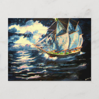 Cartes Pour Fêtes Annuelles Bateau d'arbre de Noël