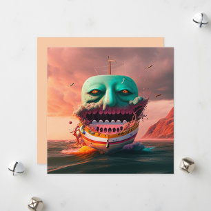 Cartes Pour Fêtes Annuelles Bateau effrayant