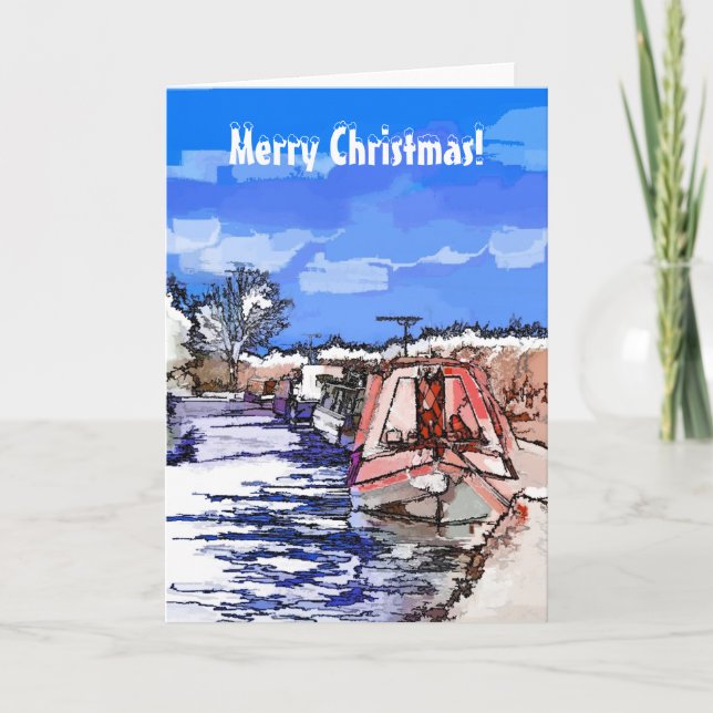 CARTES POUR FÊTES ANNUELLES BATEAUX DE CANAL DE NOËL (Devant)