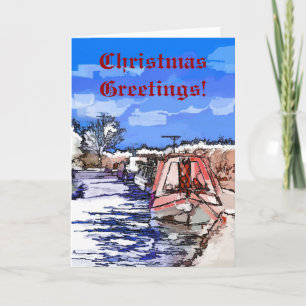 CARTES POUR FÊTES ANNUELLES BATEAUX DE CANAL DE NOËL