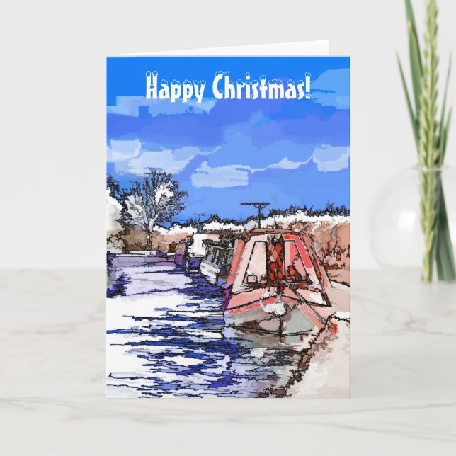 CARTES POUR FÊTES ANNUELLES BATEAUX DE CANAL DE NOËL (Devant)