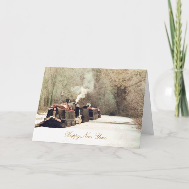 CARTES POUR FÊTES ANNUELLES BATEAUX DE CANAL DE NOËL (Devant)