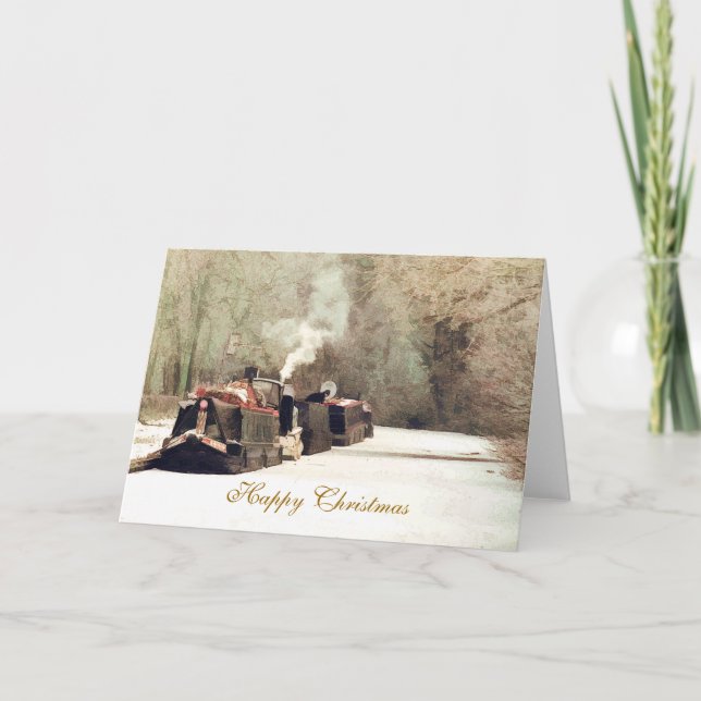 CARTES POUR FÊTES ANNUELLES BATEAUX DE CANAL DE NOËL (Devant)