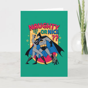 Cartes Pour Fêtes Annuelles Batman Déguster Sous Mistletoe Naughty Ou Nice