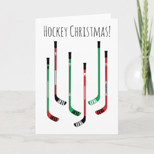 Cartes Pour Fêtes Annuelles Bâtons de hockey rouge et vert de Noël
