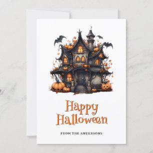 Cartes Pour Fêtes Annuelles Bats Citrouilles fantôme Haunted House Halloween C