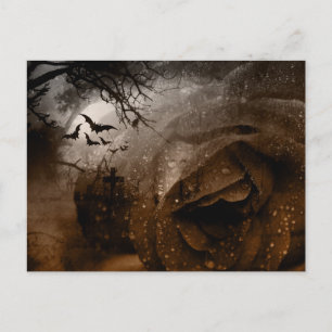 Cartes Pour Fêtes Annuelles Bats Roses de bronze et Halloween de cimetière