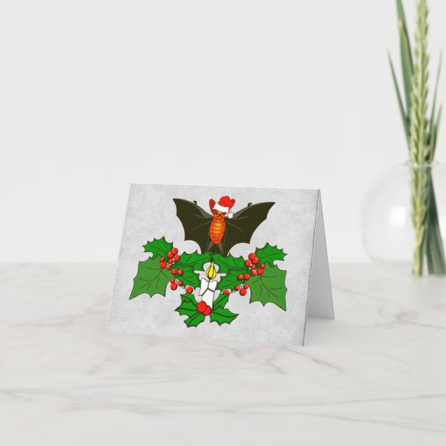 Cartes Pour Fêtes Annuelles Batte dans le houx (Devant)