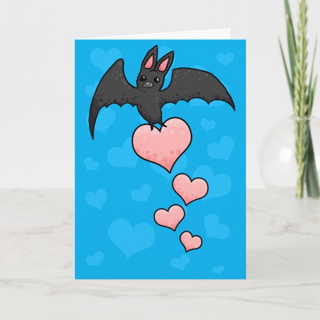 Cartes Pour Fêtes Annuelles batte de bande dessinée avec des coeurs (Devant)