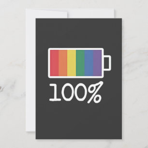 Cartes Pour Fêtes Annuelles Batterie 100% Gay Funny LGBT Pride Mois Égalité