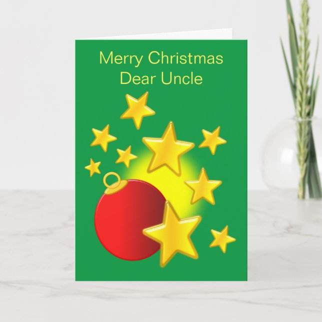 Cartes Pour Fêtes Annuelles Bauble Avec Étoiles Oncle Noël (Devant)
