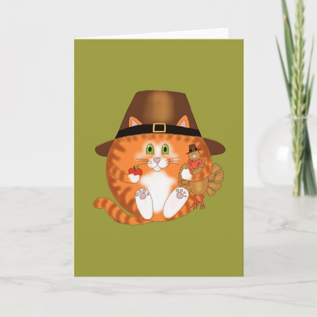 Cartes Pour Fêtes Annuelles Bauble Cat Thanksgiving (Devant)