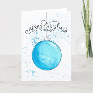 Cartes Pour Fêtes Annuelles Bauble de Noël - Aquarelle Bleue