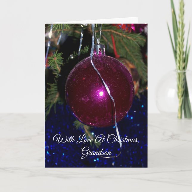 Cartes Pour Fêtes Annuelles Bauble Grandson Noël (Devant)