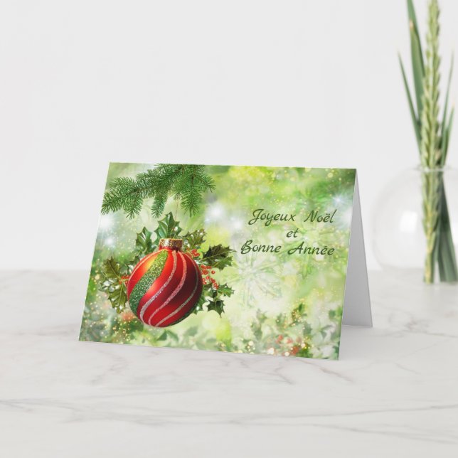 Cartes Pour Fêtes Annuelles Bauble rouge de Noël, saint, pin (Devant)