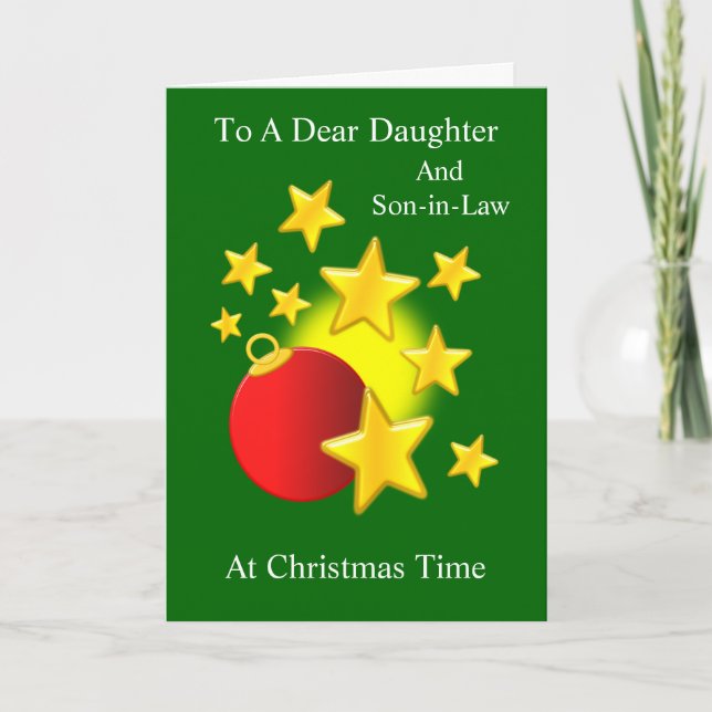 Cartes Pour Fêtes Annuelles Bauble Stars Fille Et Fils En Droit Noël (Devant)