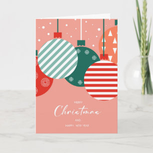 Cartes Pour Fêtes Annuelles Baubles de Noël rétro - Charme de Noël classique