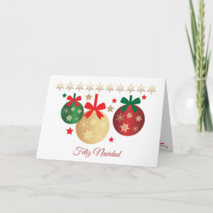 Cartes Pour Fêtes Annuelles Baubles rouges, verts et or Noël espagnol