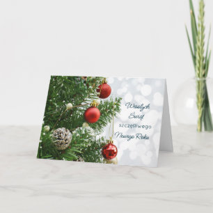 Cartes Pour Fêtes Annuelles Baubles, sapin, cônes Polonais Noël
