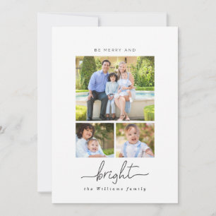 Cartes Pour Fêtes Annuelles Be Merry and Bright Photo Collage Christmas Cards