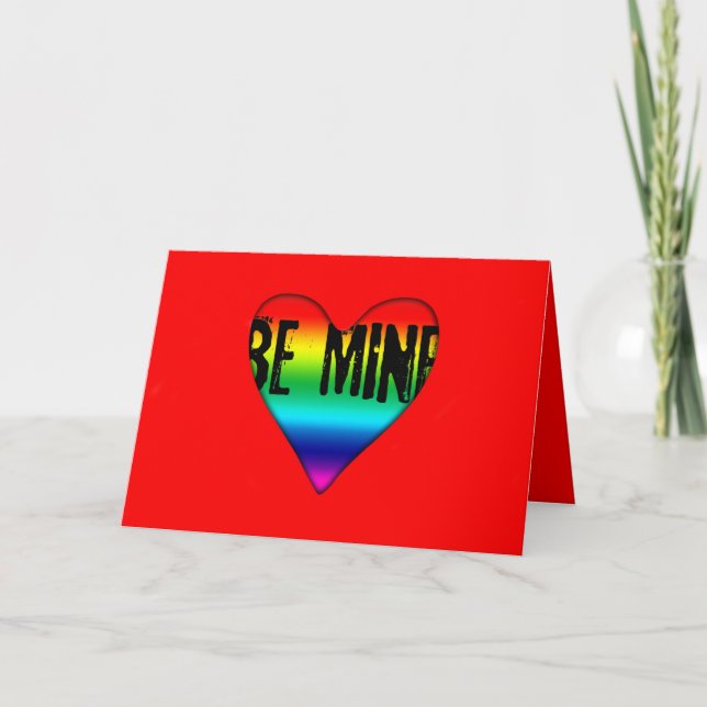 Cartes Pour Fêtes Annuelles Be Mine Gay Rainbow Love Valentine salutation (Devant)