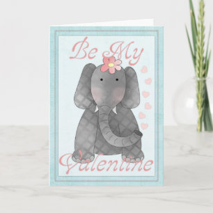 Cartes Pour Fêtes Annuelles Be My Valentine Elephant Valentine's Day Card d1
