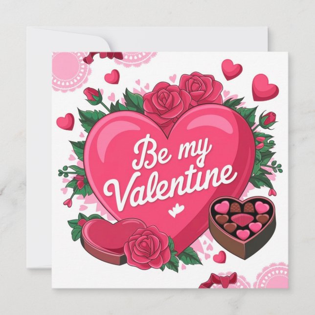 Cartes Pour Fêtes Annuelles Be my Valentine floral (Devant)