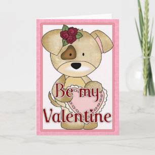 Cartes Pour Fêtes Annuelles Be My Valentine Puppy Dog Grey Card d3