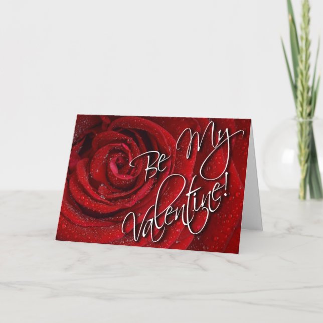 Cartes Pour Fêtes Annuelles Be My Valentine Red Rose Card - Blond Inside (Devant)