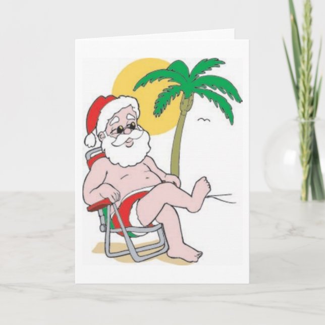 Cartes Pour Fêtes Annuelles Beach Bound Père Noël (Devant)
